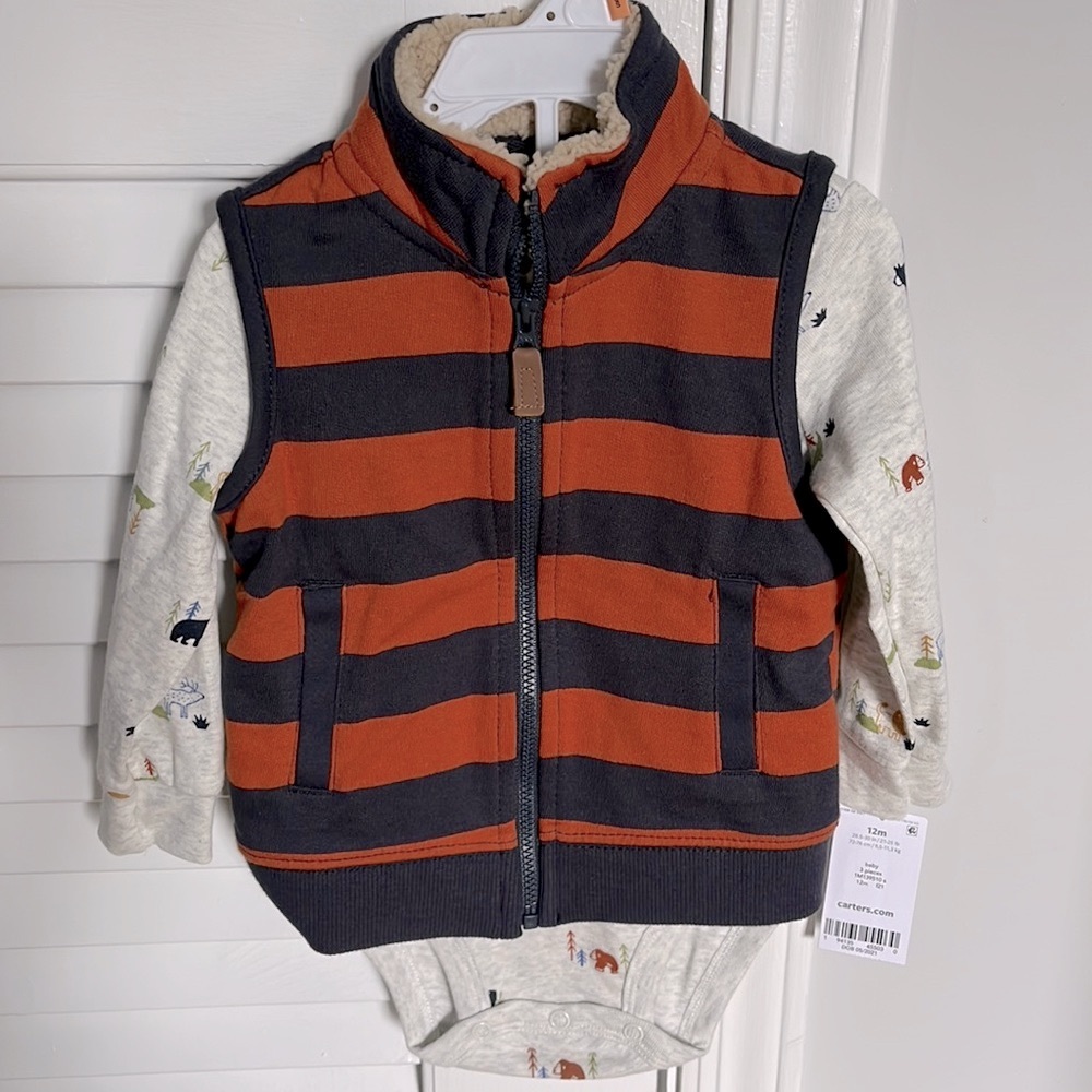 NWT Carters Vest & Onesie Wilderness Bear Set